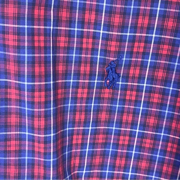 Ralph Lauren Men's Long Sleeve Button‎ Down Plaid Checkered Shirt Red/Blue XXL - Picture 6 of 8